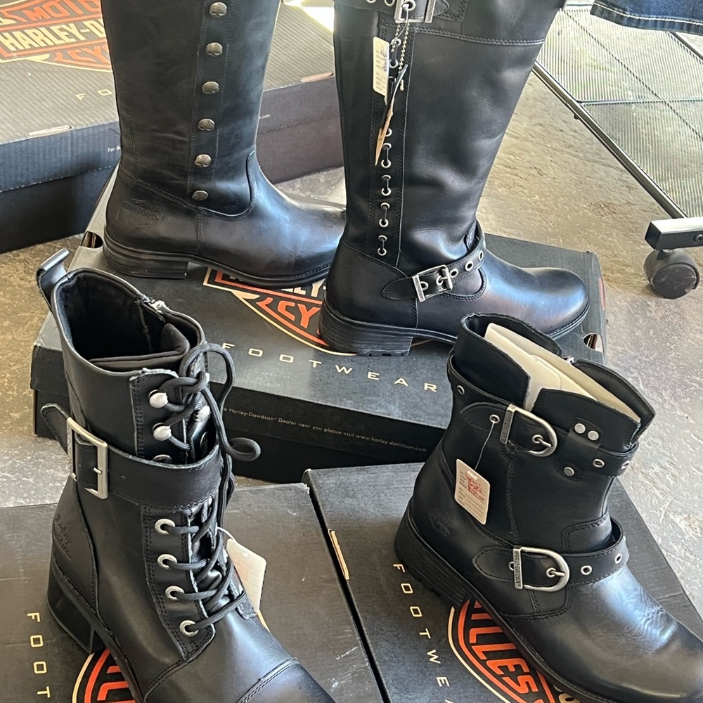 Harley-Davidson Women's Black Moto Boots with Silver Accents NWT